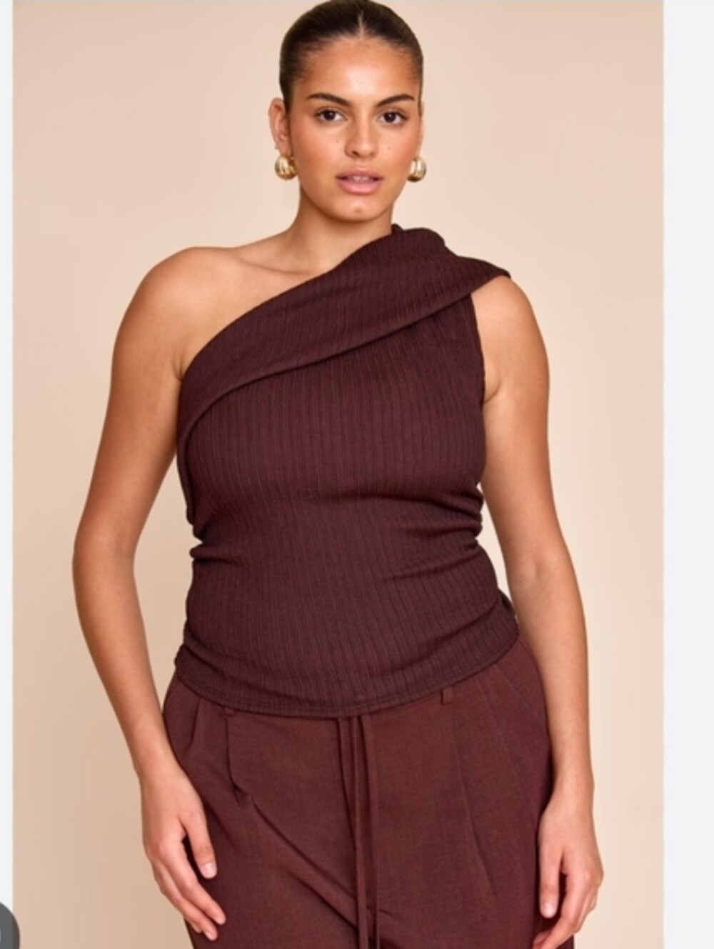 #163 NWT PrettyLittleThing Plus Textured Fold Over One Shoulder Top, Size 12